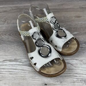 Rieker Sandals Womens 38 Slingback Strappy Casual White Leather Slip On US 7